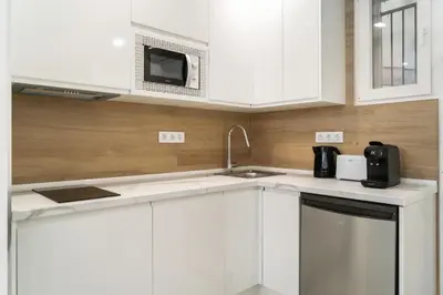 Una cocina o zona de cocina en Cozy studio in Madrid LEY4