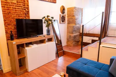 Una televisión o centro de entretenimiento en Apartamento Forum