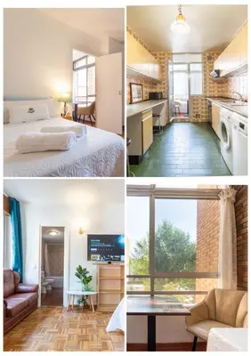 Una cocina o zona de cocina en Central Madrid Apartment with Garden Views, Sunny Private Terrace, Fast WiFi & Metro Access