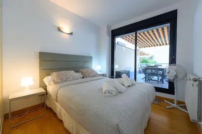 Cama o camas de una habitación en Moderno Apartamento TEMPORAL Familiar con Terraza SOD11