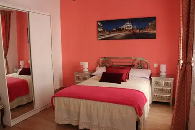 Cama o camas de una habitación en Casa de Huéspedes Galaica