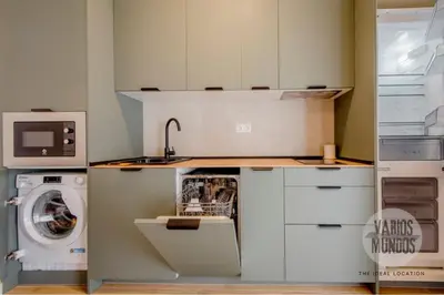 Una cocina o zona de cocina en Encanto para 8 en La Latina, Mira el Río Baja E3