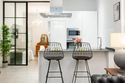 Una televisión o centro de entretenimiento en Apartamento Amplio y Luminoso en el Centro de Chamberí