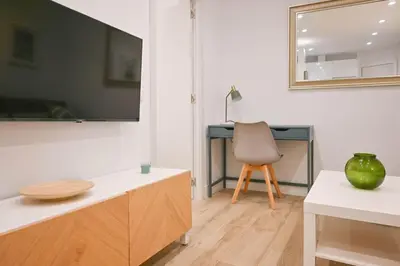 Una televisión o centro de entretenimiento en For You Rentals Apartamento temporal Moderno en Acacias con Excelente Ubicación en el Centro de Madrid PDE571