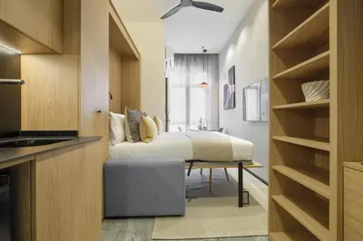 Cama o camas de una habitación en Dobo Madrid Palos