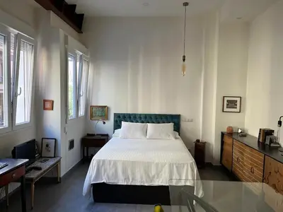 Cama o camas de una habitación en Vallehermoso Loft in downtown Madrid Aguelles