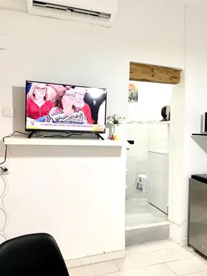 Una televisión o centro de entretenimiento en Estupendo piso en el corazón de Madrid