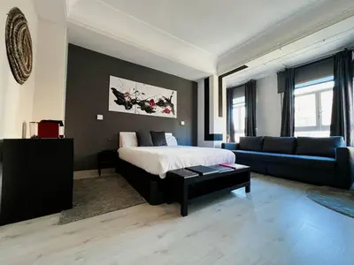 Cama o camas de una habitación en Habitación Oasis B centro de Madrid
