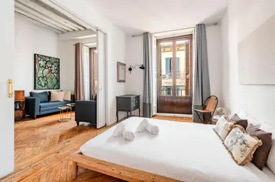 Cama o camas de una habitación en Fuencarral I - En el corazón de Madrid