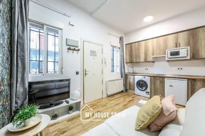 Una cocina o zona de cocina en MyHouseSpain - Acogedor estudio en Madrid