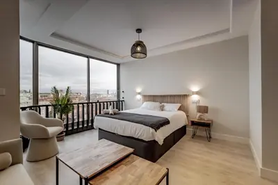 Cama o camas de una habitación en Wonderful apartment with a view
