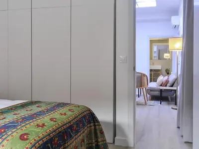 Cama o camas de una habitación en Apartment Bravo Murillo 2 rooms near Bernabeu