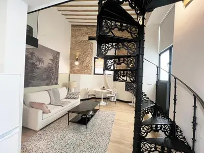 Zona de estar de La Vida Malasana Central Apartment for 4 Guests