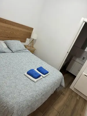 Cama o camas de una habitación en Apartamentos corazón de Chamberí
