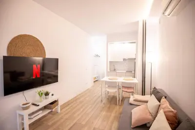 Una televisión o centro de entretenimiento en Apartamentos corazón de Chamberí