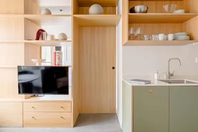 Una cocina o zona de cocina en Maravilloso piso cerca al parque del Retiro
