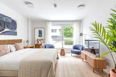 Cama o camas de una habitación en Caterina Madrid Rio