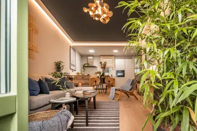 Zona de estar de Saru - 1 bedroom and gym in Almagro