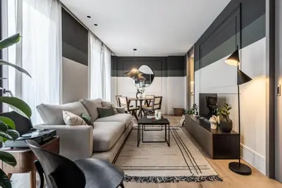 Zona de estar de Lusciano - 2 bedrooms, pool and gym in Almagro