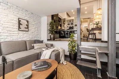 Zona de estar de Galez - Studio and terrace in Ríos Rosas