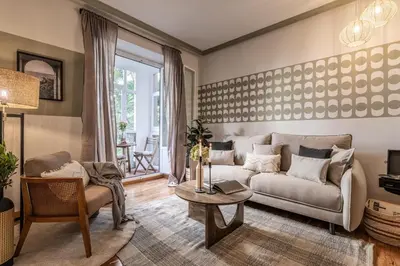 Zona de estar de Napoli - 3 bedroom and office in Lista