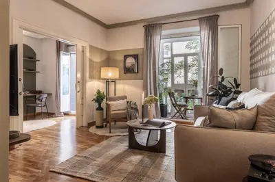Zona de estar de Napoli - 3 bedroom and office in Lista