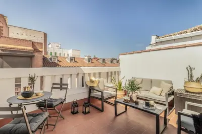Zona de estar de Alcazar - 1 bedroom and terrace in Almagro