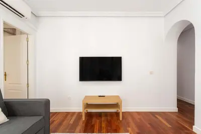Una televisión o centro de entretenimiento en Cozy 1BD Apartment in Alonso Martínez