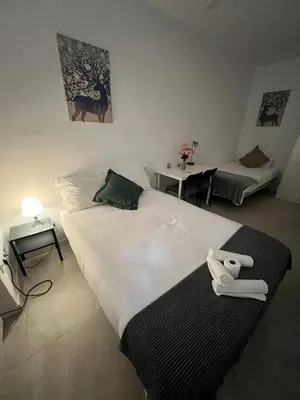 Cama o camas de una habitación en Cáceres habitaciones