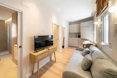 Una televisión o centro de entretenimiento en Y29- New Apartment Madrid Rio