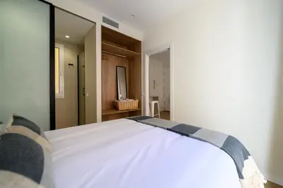 Cama o camas de una habitación en Comodo piso a 10 min de Puente Toledo, 4 pax, ac y luz natural