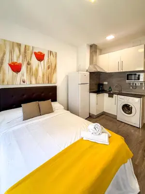 Una cocina o zona de cocina en Comodo Aparta Estudio en Ronda de Valencia A4