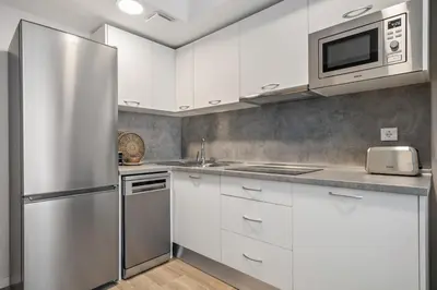 Una cocina o zona de cocina en Cozy apartment in Puente de Toledo -2A