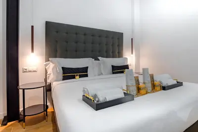 Cama o camas de una habitación en Central and luxury apartament in Madrid 2 rooms 2 bathrooms