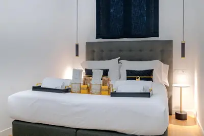Cama o camas de una habitación en Central and Luxury apartment big capacity in Madrid