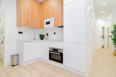 Una cocina o zona de cocina en Elegancia junto al arte en Madrid