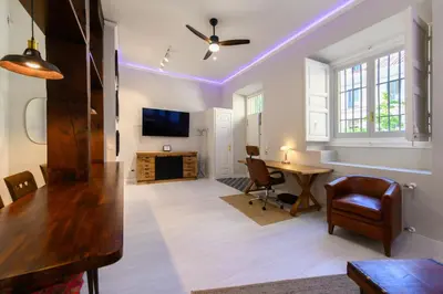 Una televisión o centro de entretenimiento en PDA2BI Loft de lujo, de diseño, histórico, a estrenar! Temporal