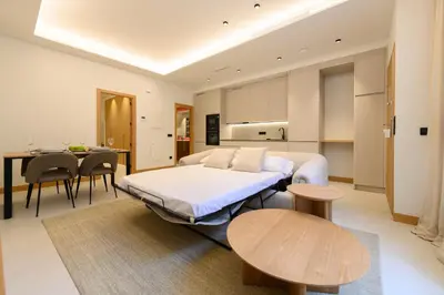 Cama o camas de una habitación en Amplio piso exterior de un dormitorio en La Latina Temporal SCR7B2