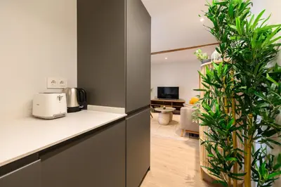 Una cocina o zona de cocina en Acogedora vivienda en La Latina, una de las zonas más emblemáticas del centro de Madrid ENC132