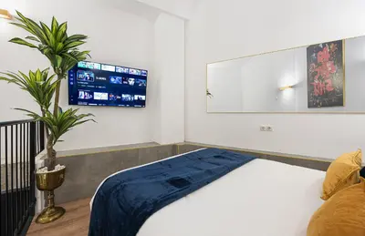 Cama o camas de una habitación en ººIM La Latina-City Centre-WiFi-AC-SmartTVºº