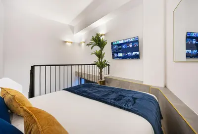 Cama o camas de una habitación en ººIM La Latina-City Centre-WiFi-AC-SmartTVºº