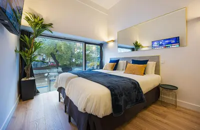 Cama o camas de una habitación en ººººIM La Latina-City Centre-WiFi-AC-SmartTVºººº