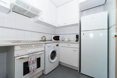 Una cocina o zona de cocina en Apartamentos Plaza de España