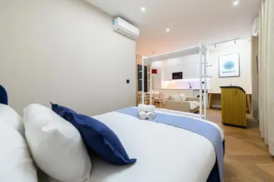 Cama o camas de una habitación en Acogedor estudio interior con todas las comodidades en el centro de Madrid NDA11BII