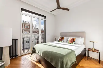 Cama o camas de una habitación en Waou Ático 2 Terrazas Gran Via - Corta Duración
