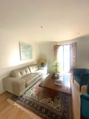 Zona de estar de Sunny Attic in Gran Vía, 10 min from Justicia