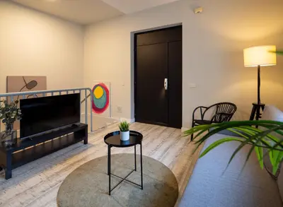 Zona de estar de Beautiful apt near Santiago Bernabéu - Quijote