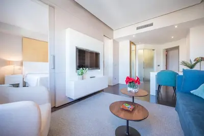 Una televisión o centro de entretenimiento en Luxury Plaza España Planta 29 Terraza 360 grados