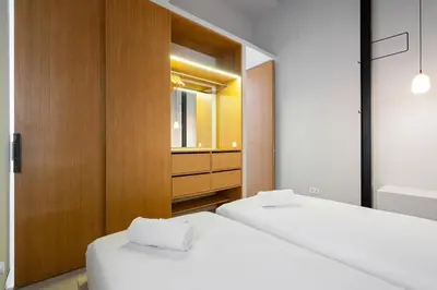 Cama o camas de una habitación en New charming apartment with terrace for 4 pax - A-Vicent