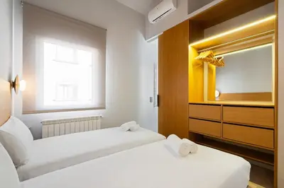 Cama o camas de una habitación en New charming apartment with terrace for 4 pax - A-Vicent